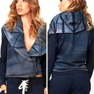 Young Fabulous & Broke Brina Jacket Shawl Quilted Collar Hoodie Wrap Bomber YFB